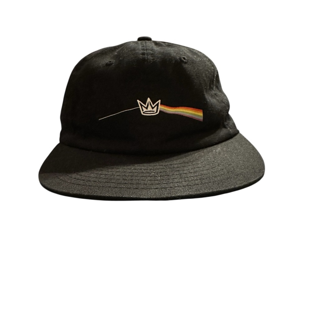 NY State of Mind Black adjustable Hat with Rainbow Crown print